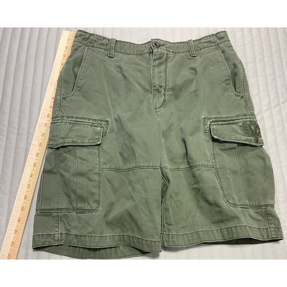 VTG 90s/00s Timberland Mens Cargo Shorts Olive Green HEAVY 100% Cotton Size 33